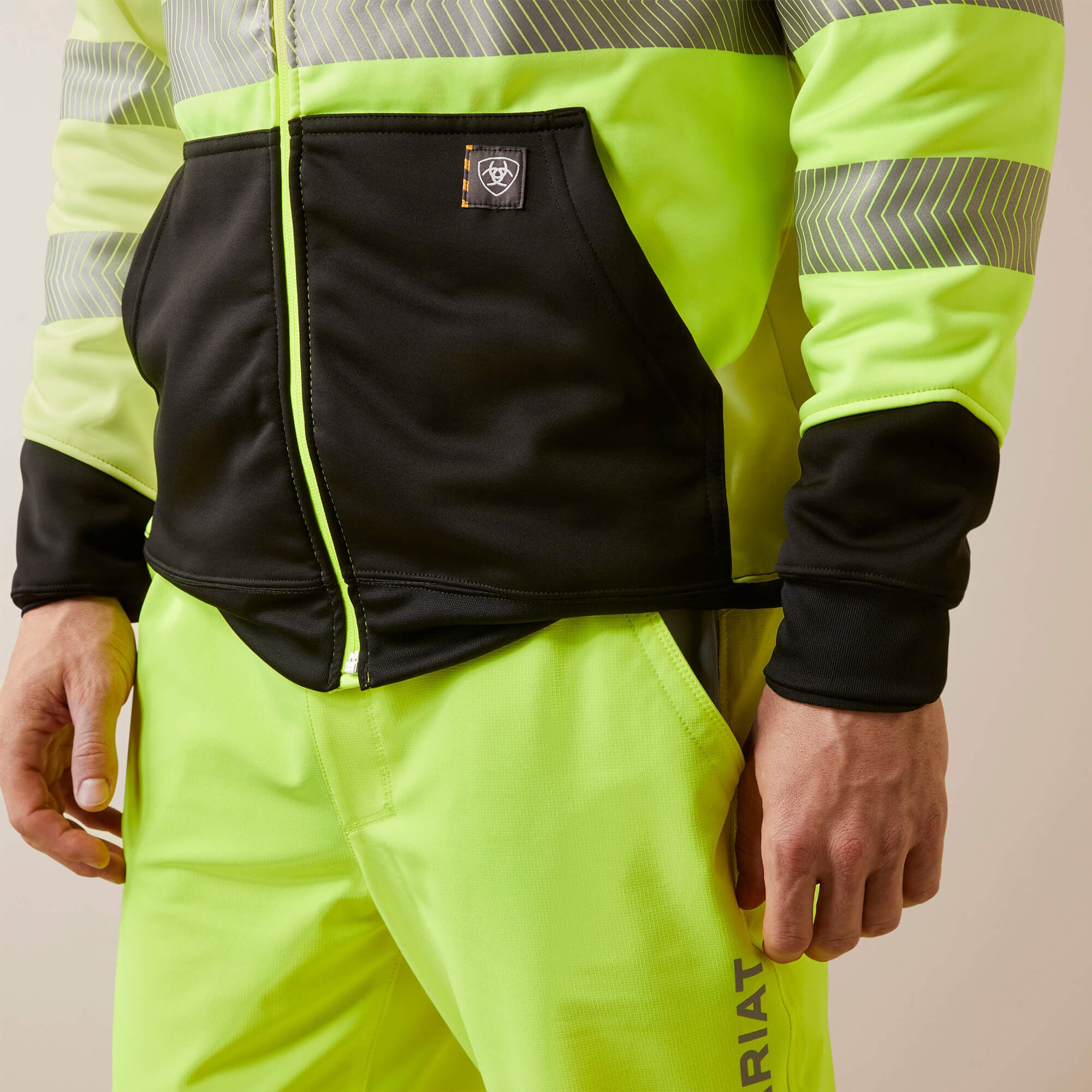 Rebar WorkTek Hi-Vis Full Zip Hoodie Men - HI-VIS YELLOW