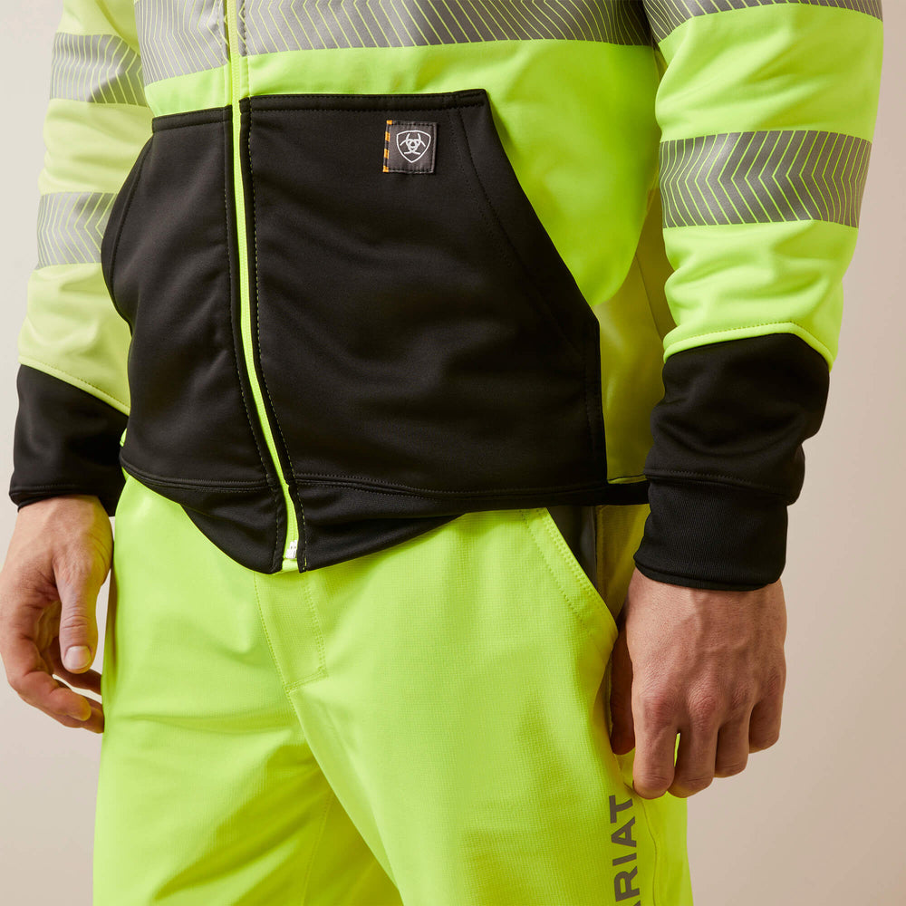Rebar WorkTek Hi-Vis Full Zip Hoodie Men - HI-VIS YELLOW