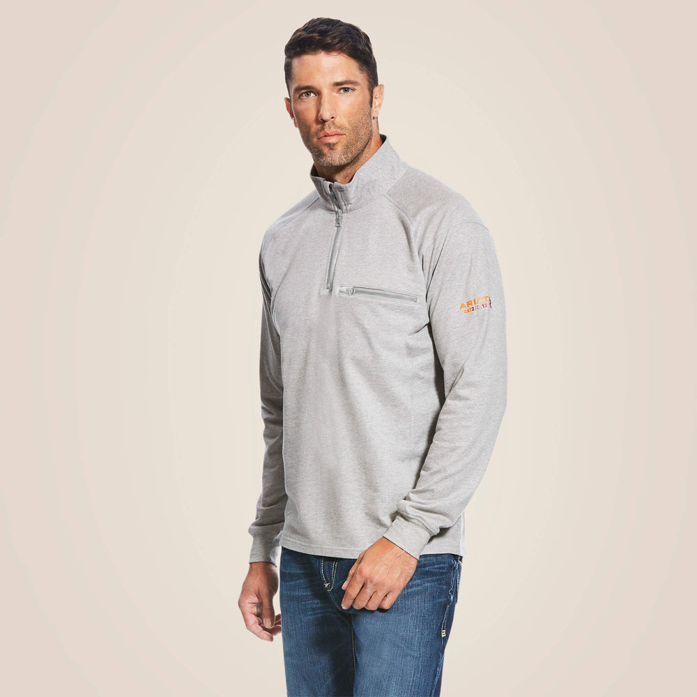 FR Rev 1/4 Zip Top Men - SILVER FOX HEATHER