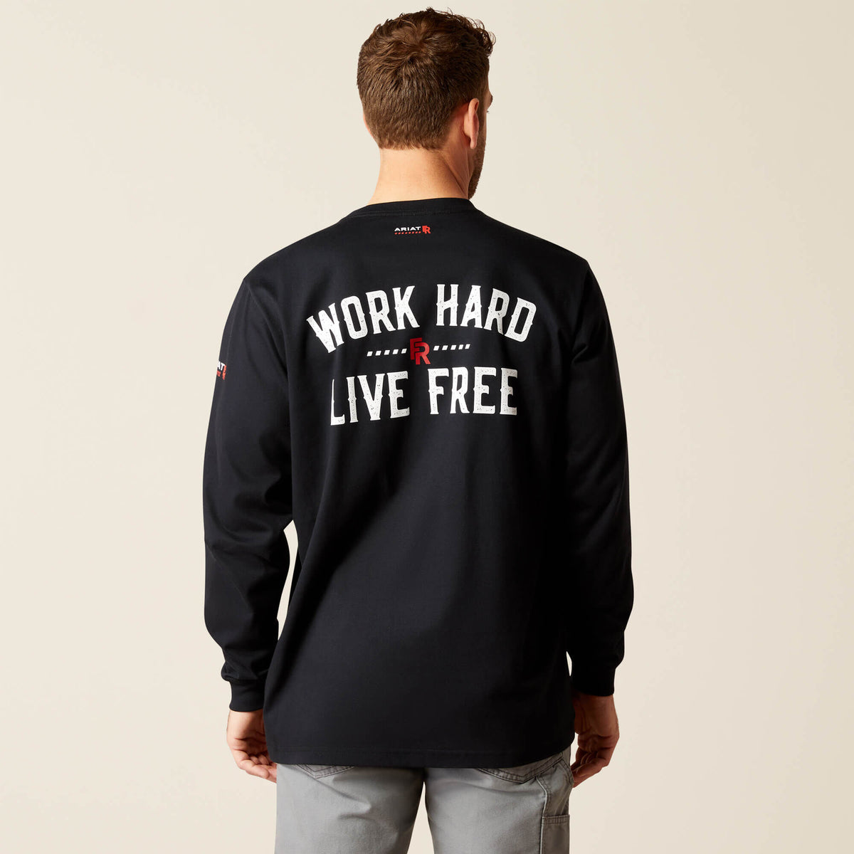 FR Work Hard Live Free T-Shirt Men - BLACK