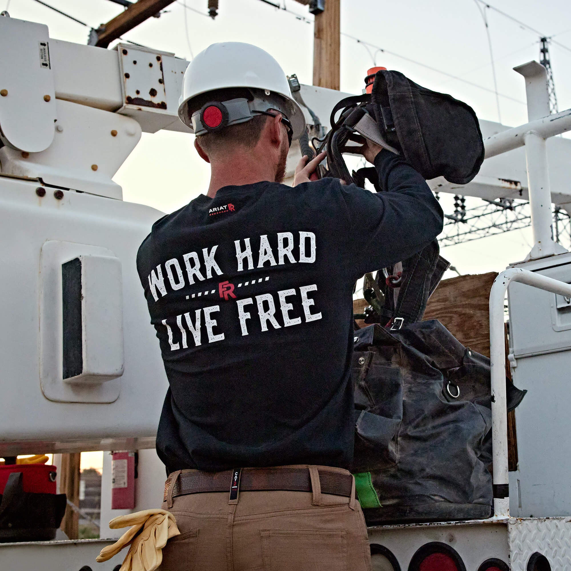 FR Work Hard Live Free T-Shirt Men - BLACK