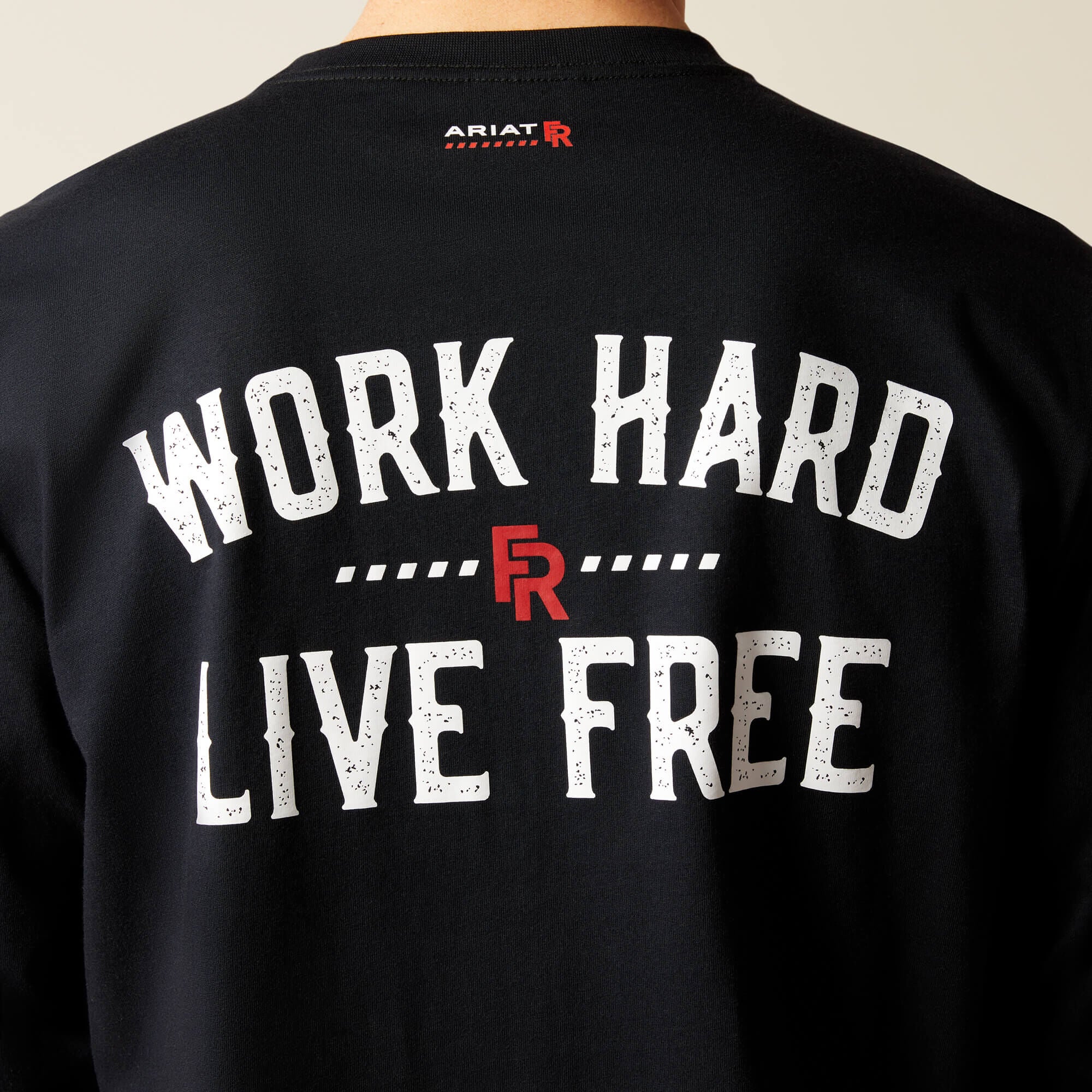 FR Work Hard Live Free T-Shirt Men - BLACK