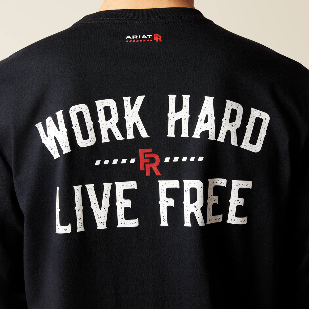 FR Work Hard Live Free T-Shirt Men - BLACK