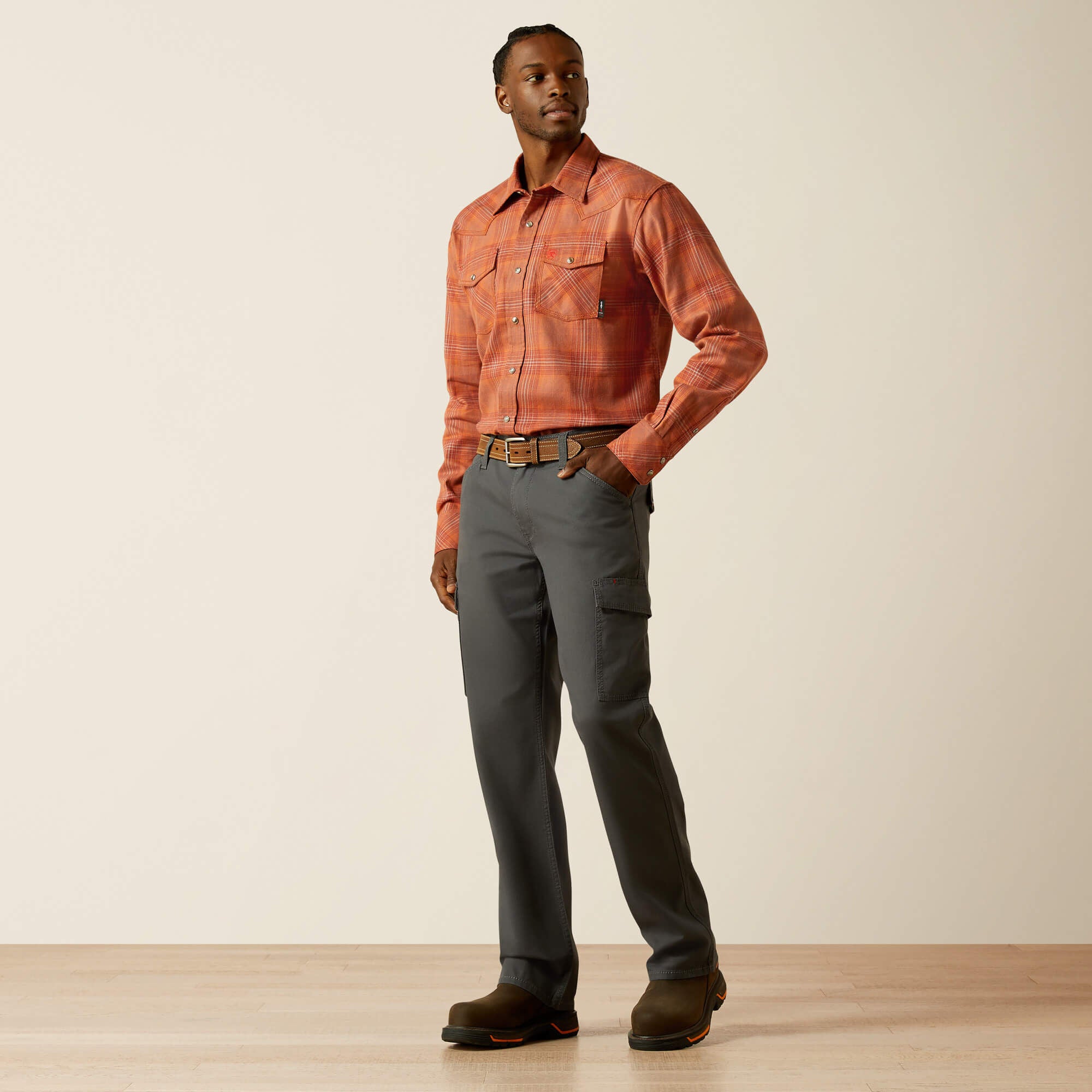 FR Wayne Retro Fit Snap Work Shirt Men - BITTER CHOCOLATE