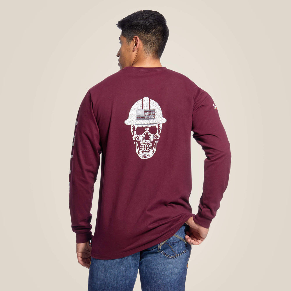 FR Roughneck Skull Logo T-Shirt Men - MALBEC