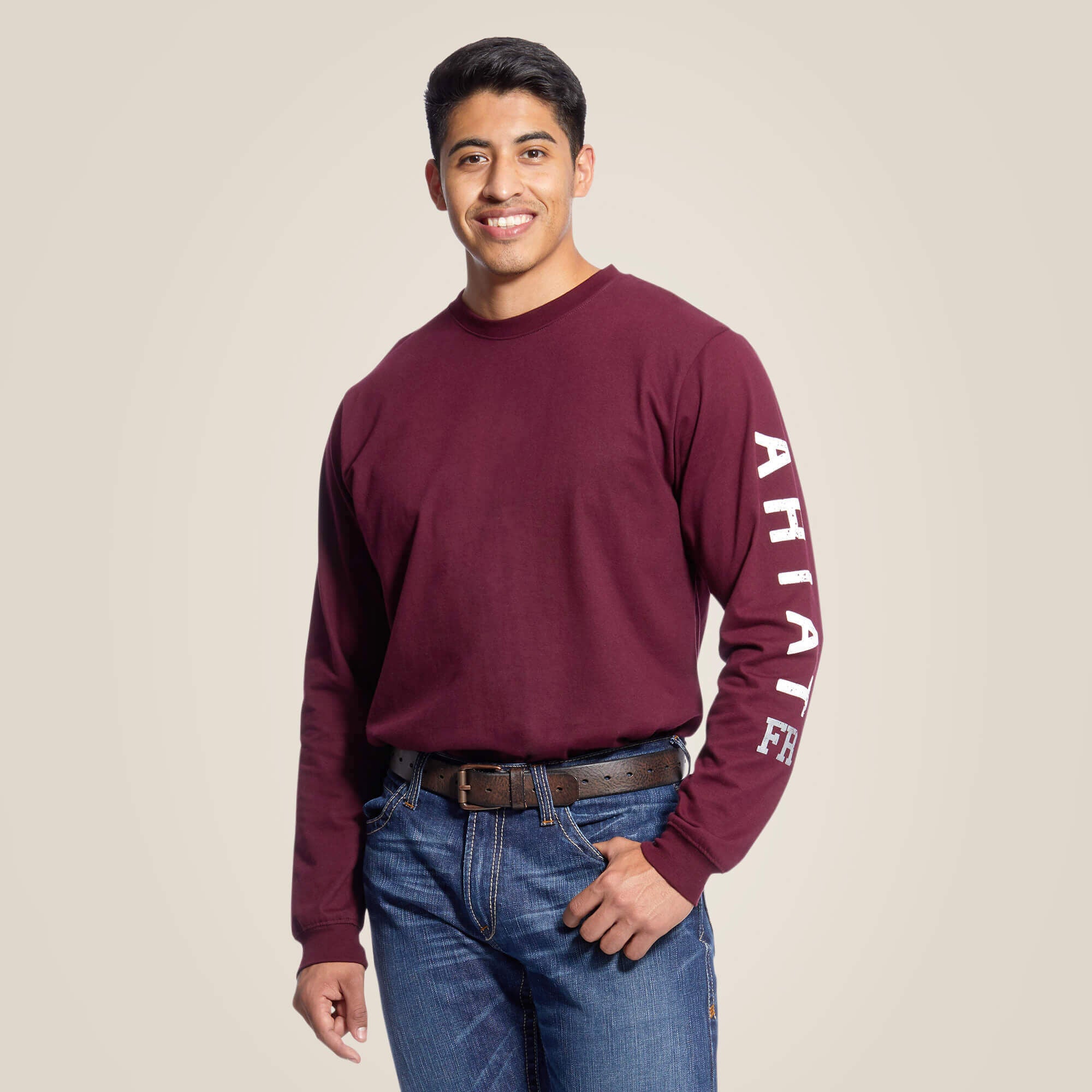 FR Roughneck Skull Logo T-Shirt Men - MALBEC