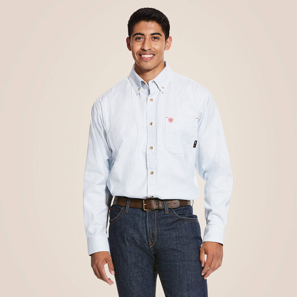 FR Twill DuraStretch Work Shirt Men - WHITE MULTI