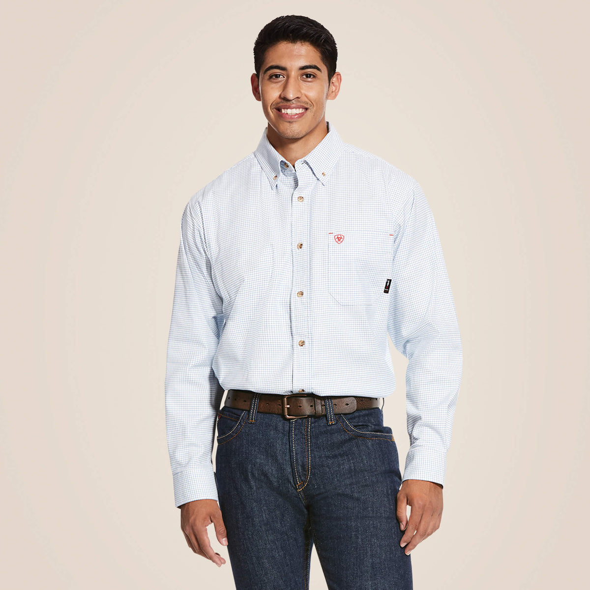 FR Twill DuraStretch Work Shirt Men - WHITE MULTI