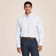 FR Twill DuraStretch Work Shirt Men - WHITE MULTI