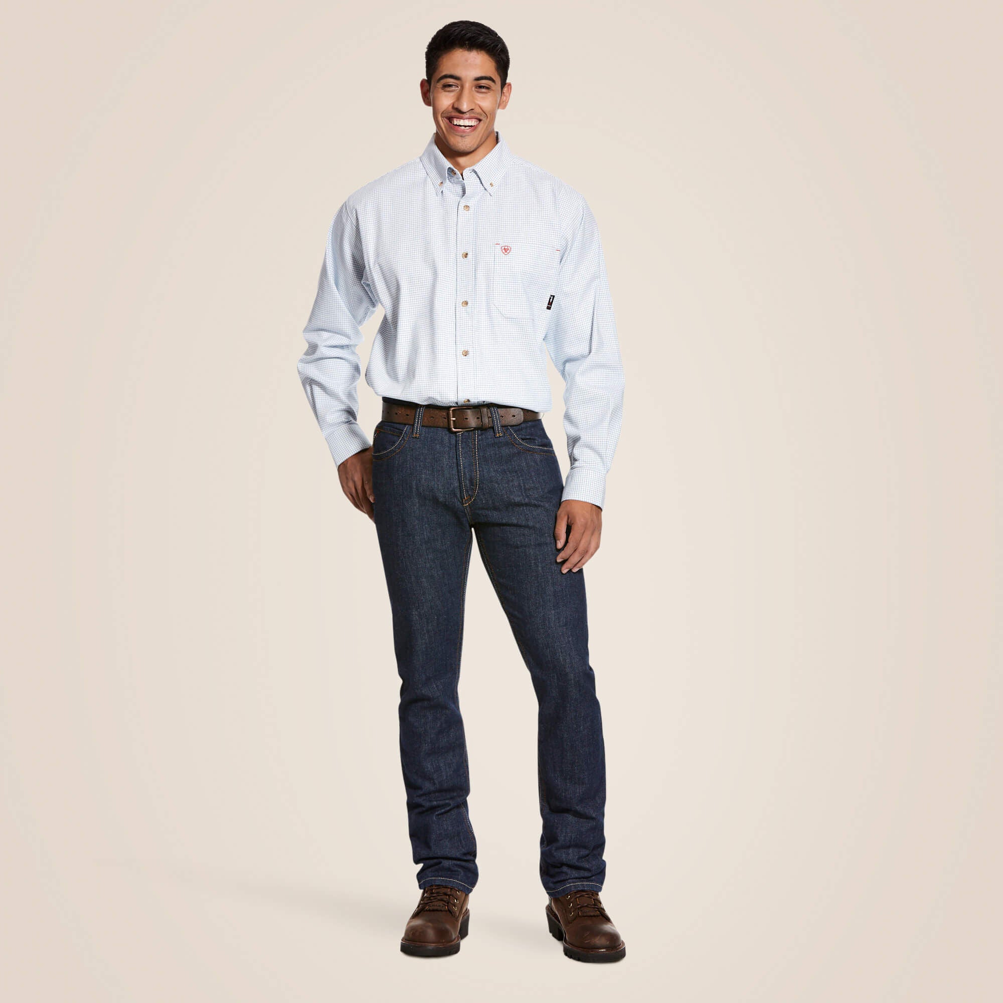 FR Twill DuraStretch Work Shirt Men - WHITE MULTI