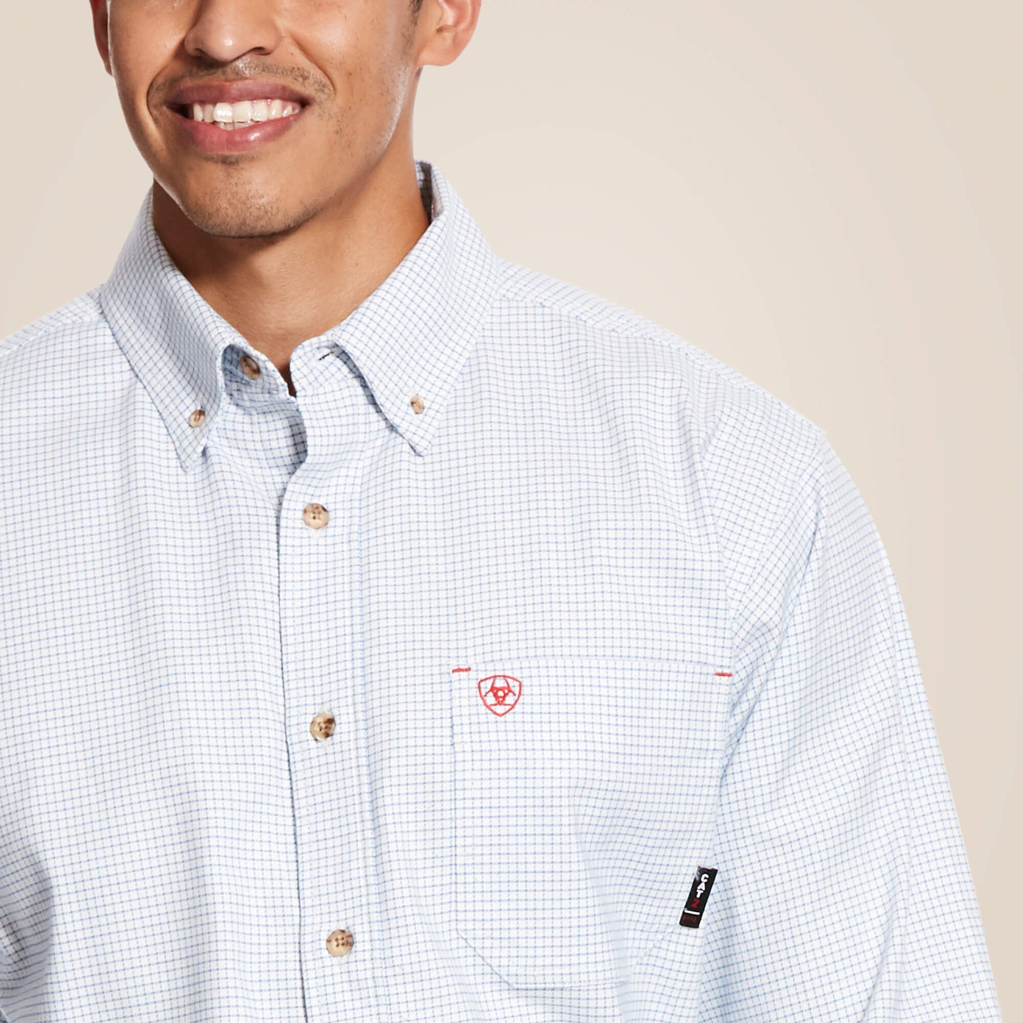 FR Twill DuraStretch Work Shirt Men - WHITE MULTI