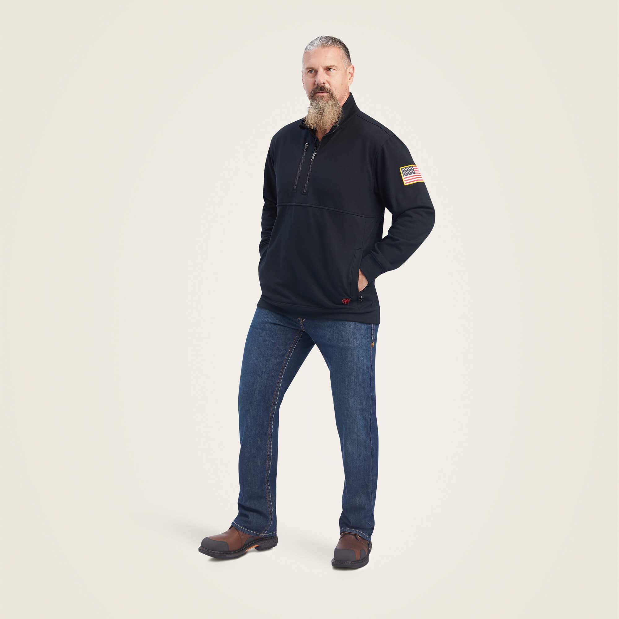 FR Durastrech Fleece 1/2 Zip Job Shirt Men - BLACK