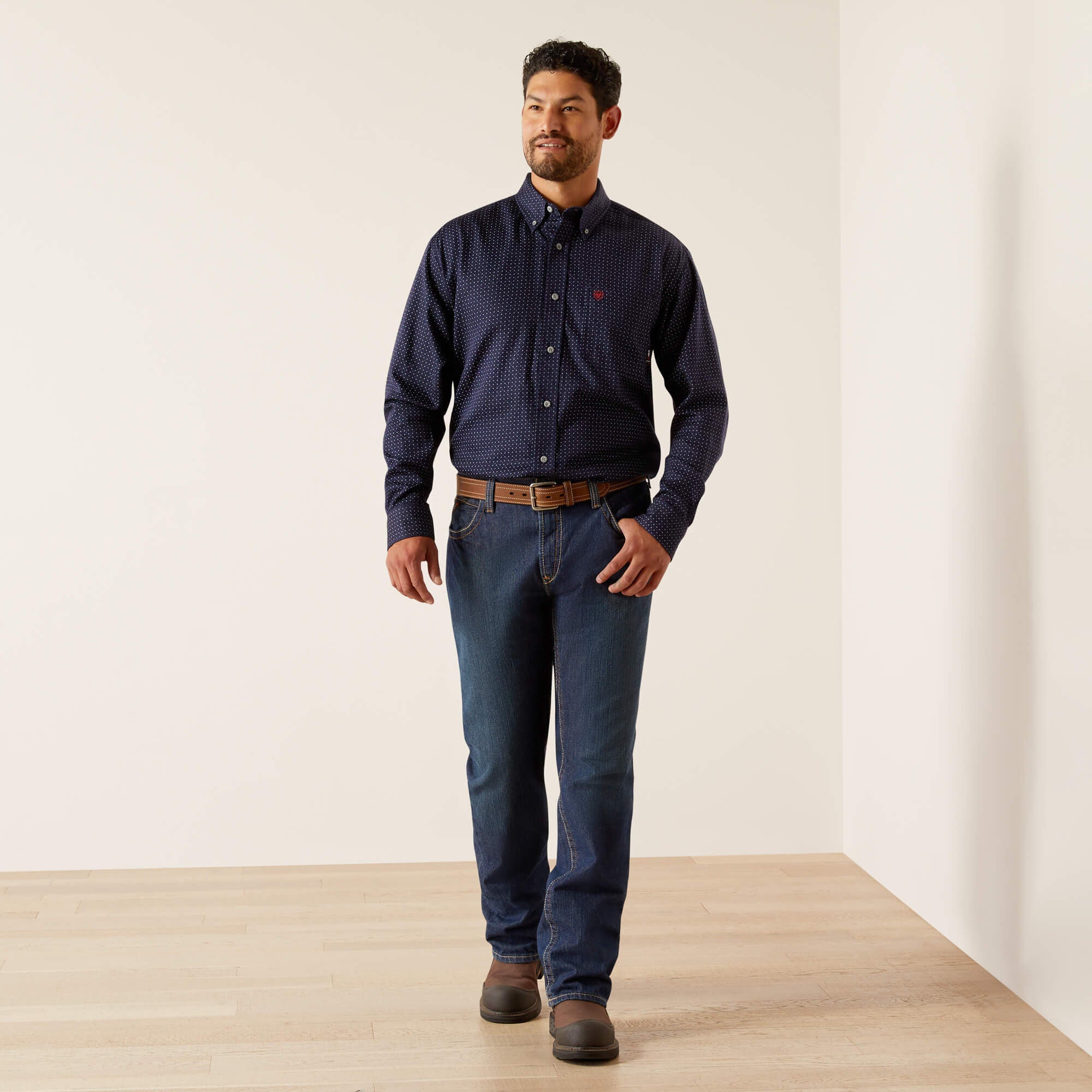 FR Lever Work Shirt Men - NAVY PRINT