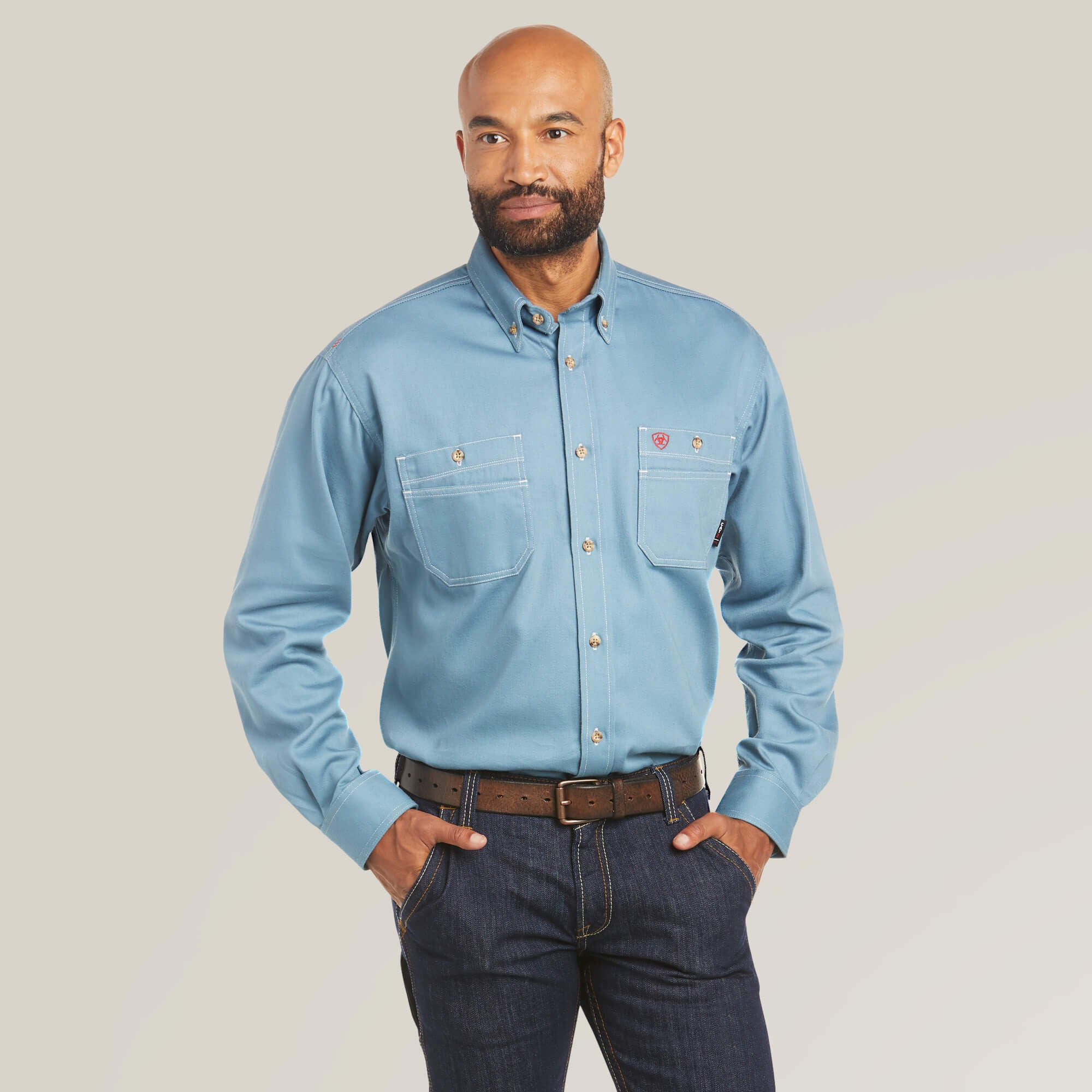 FR Vented Work Shirt Men - STEEL BLUE