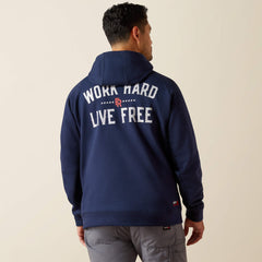FR DuraStretch Work Hard Live Free Hoodie Men - NAVY