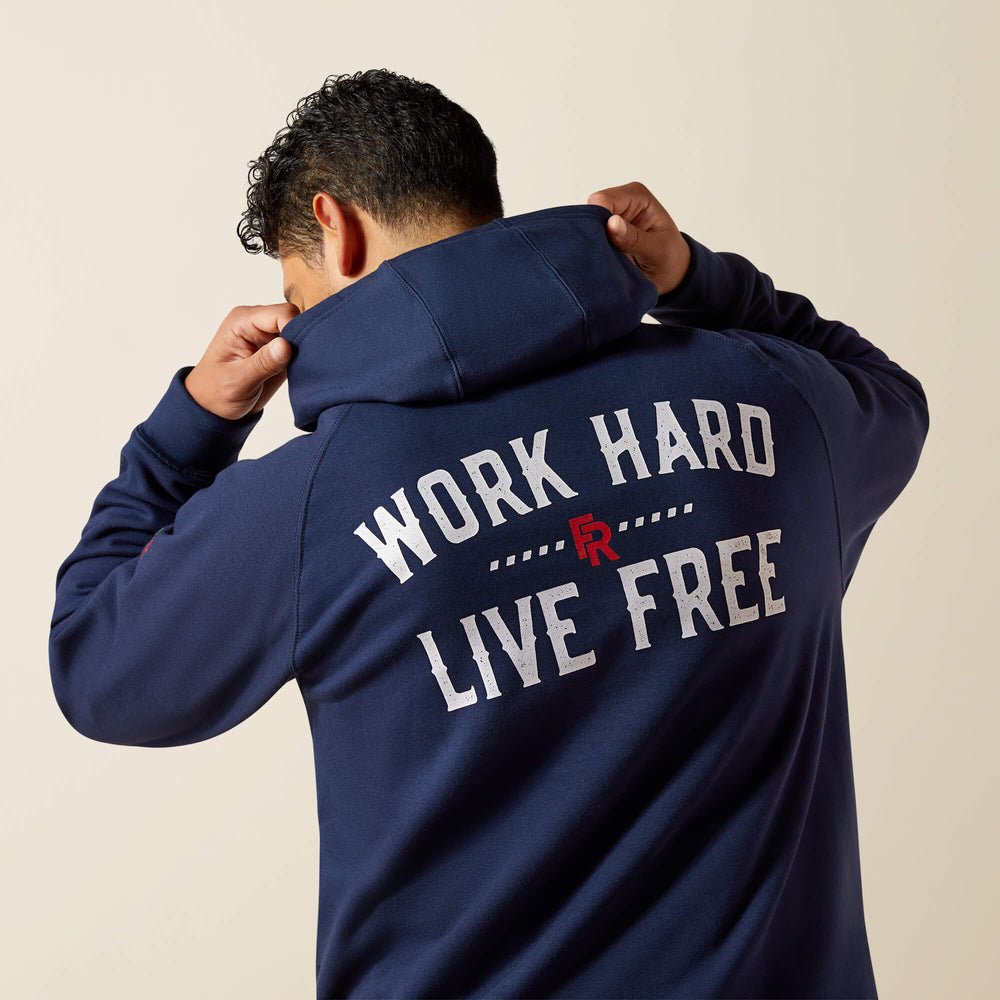 FR DuraStretch Work Hard Live Free Hoodie Men - NAVY