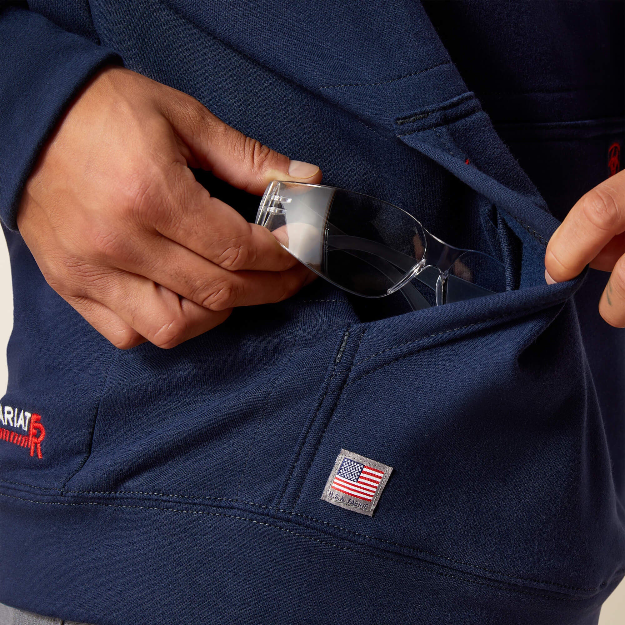 FR DuraStretch Work Hard Live Free Hoodie Men - NAVY