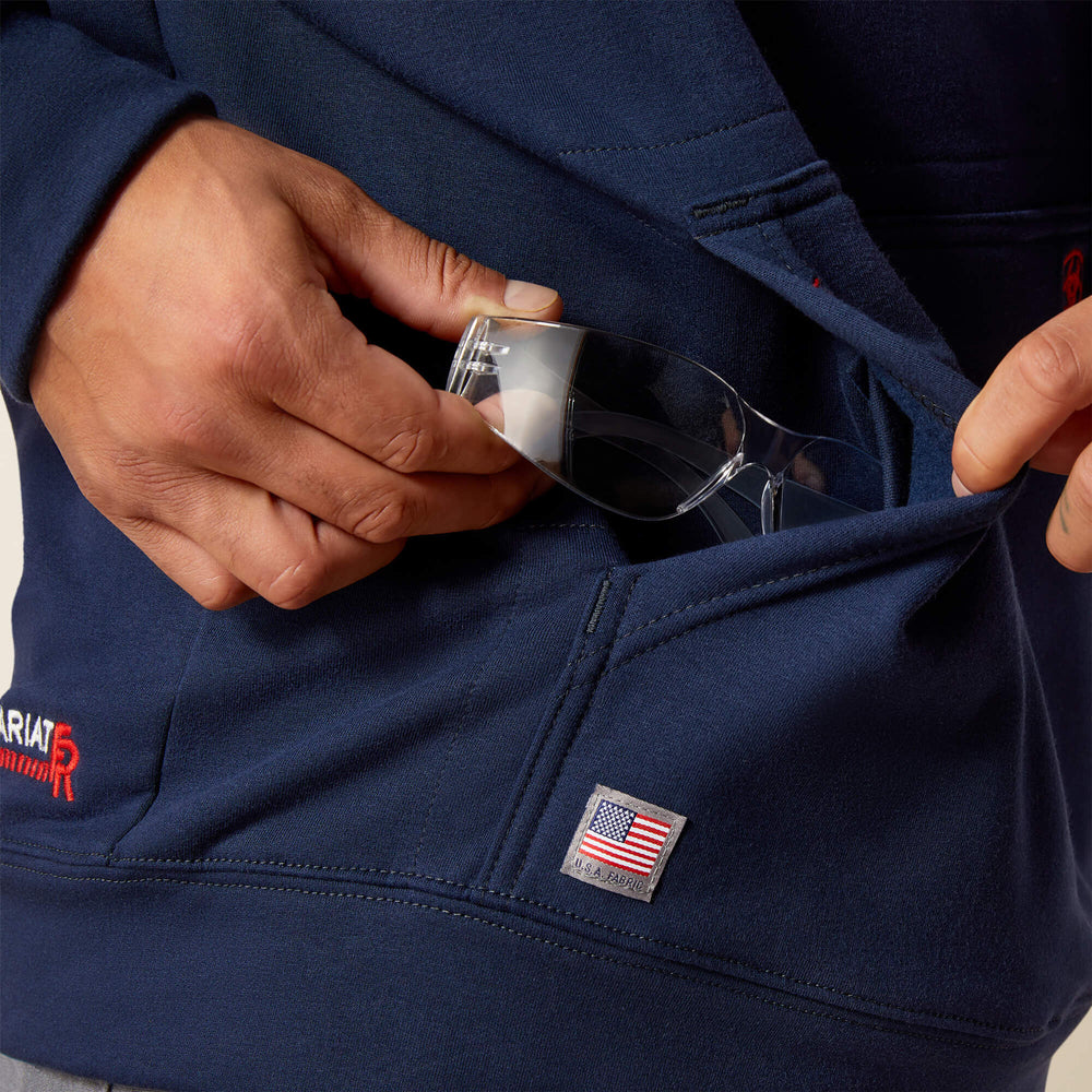 FR DuraStretch Work Hard Live Free Hoodie Men - NAVY