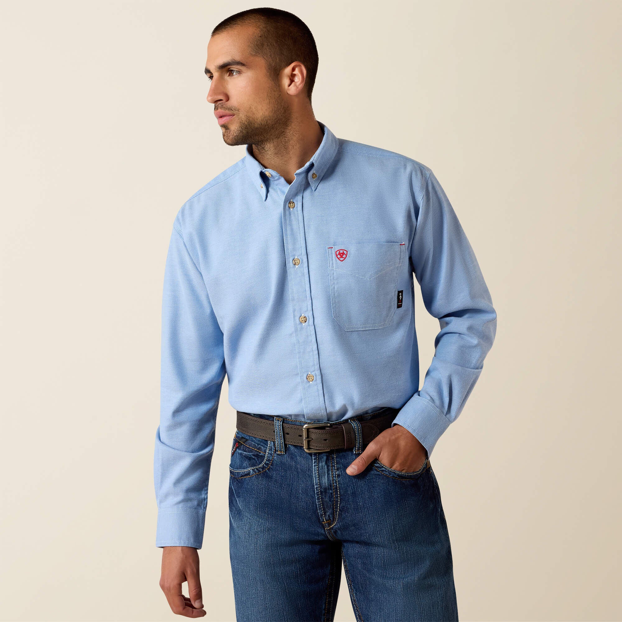 FR Solid Twill DuraStretch Work Shirt Men - BLUE TWILL