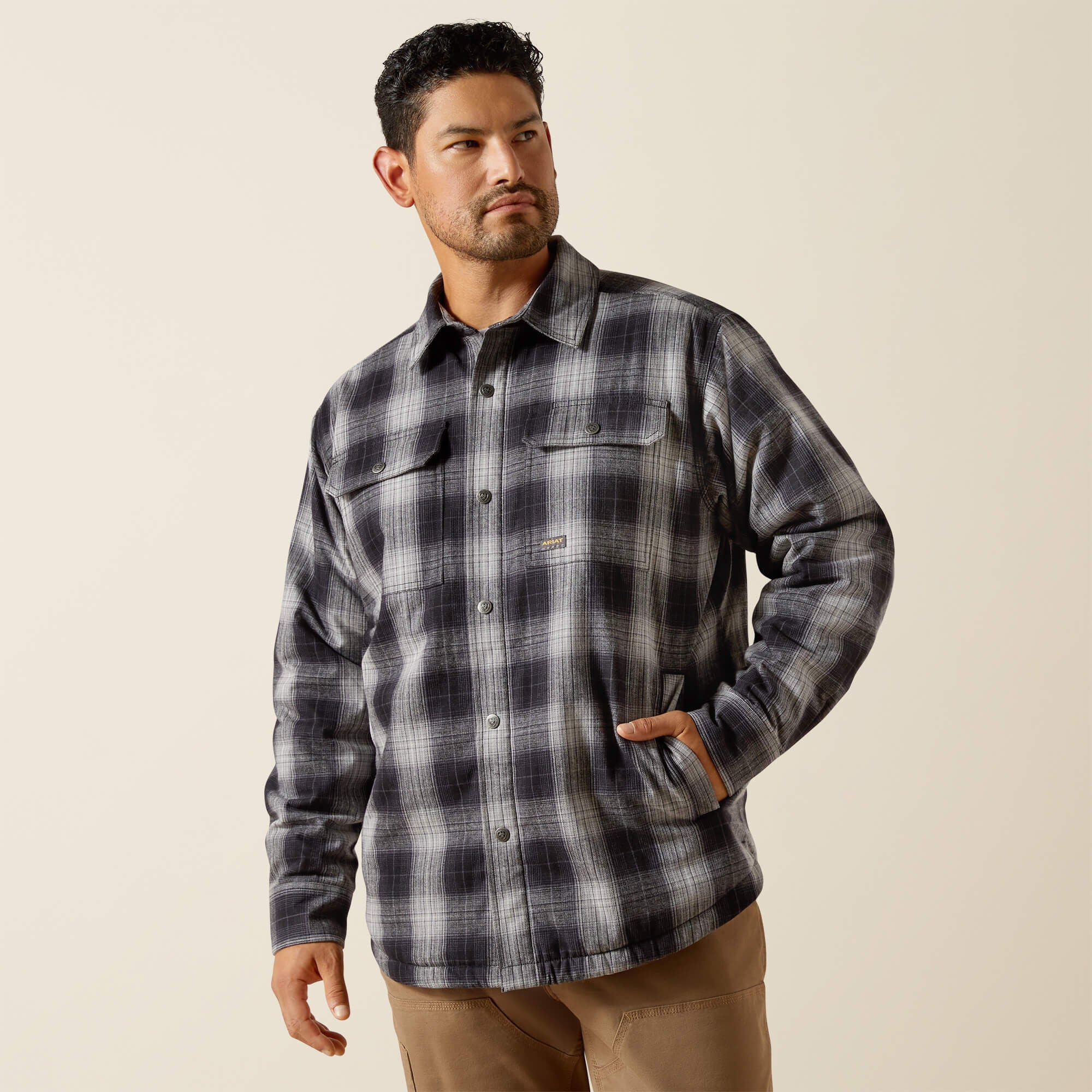 Rebar Flannel Insulated Shirt Jacket Men - BLACK