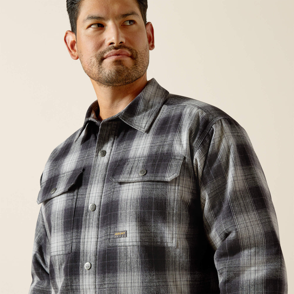 Rebar Flannel Insulated Shirt Jacket Men - BLACK