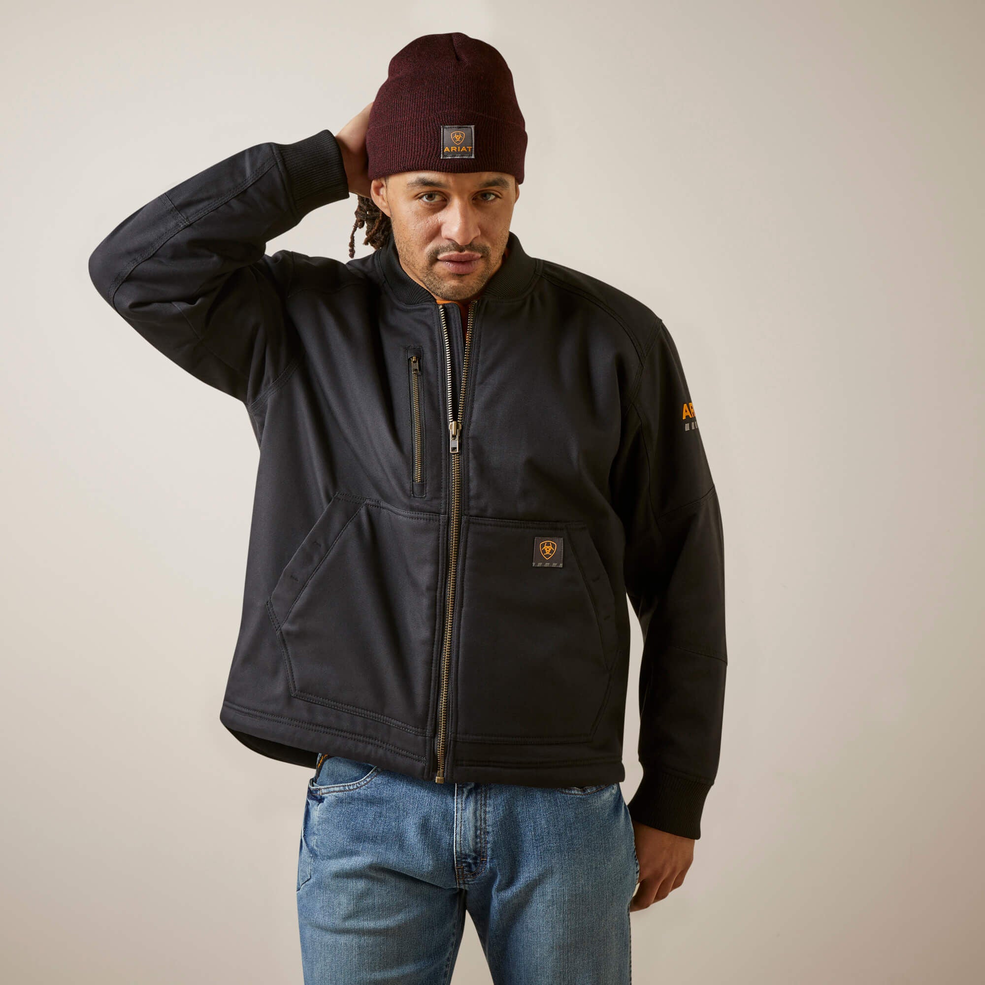 Rebar Stretch Canvas Bomber Jacket Men - BLACK