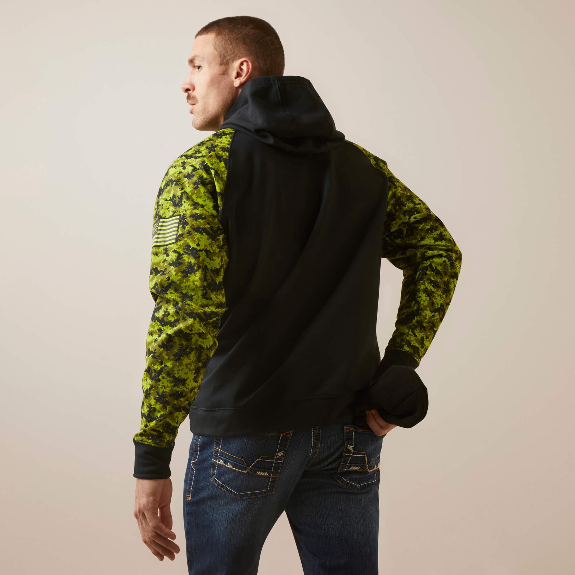 FR DuraStretch Patriot Hoodie Men - BLACK/LIME CAMO