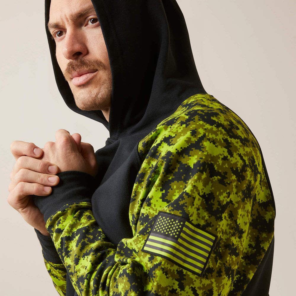 FR DuraStretch Patriot Hoodie Men - BLACK/LIME CAMO