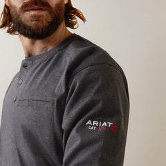 FR Air Refinery Row Graphic Henley Top Men - CHARCOAL HEATHER