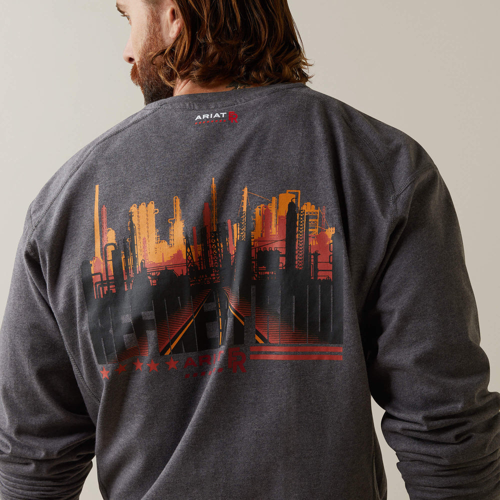 FR Air Refinery Row Graphic Henley Top Men - CHARCOAL HEATHER