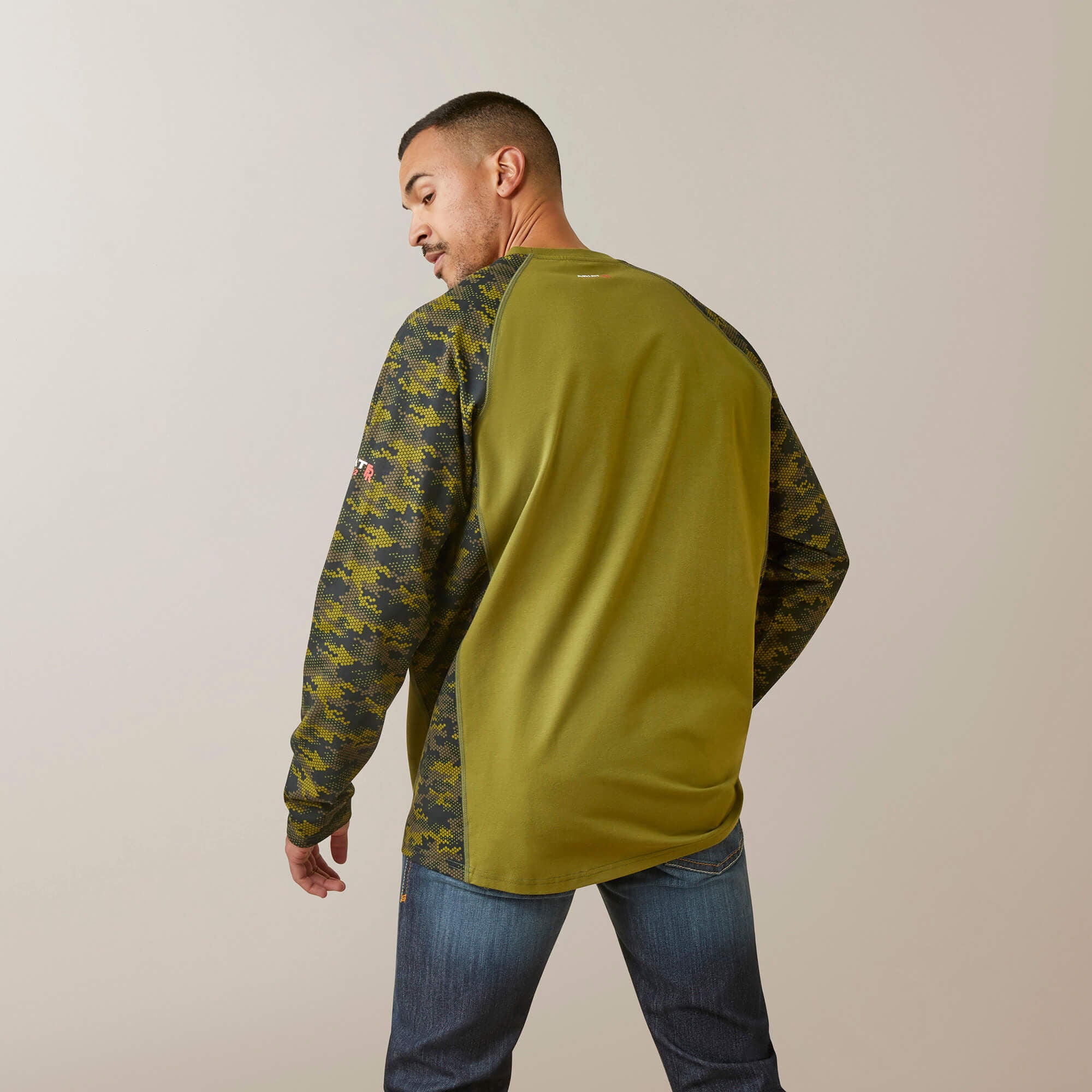 FR AC Stretch Camo Baseball T-Shirt Men - AVOCADO/ CAMO