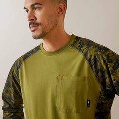 FR AC Stretch Camo Baseball T-Shirt Men - AVOCADO/ CAMO