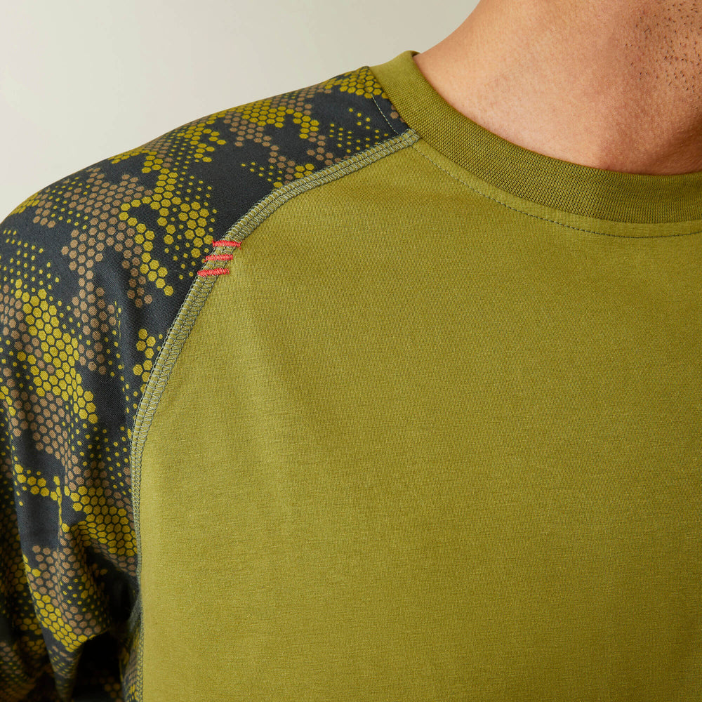 FR AC Stretch Camo Baseball T-Shirt Men - AVOCADO/ CAMO