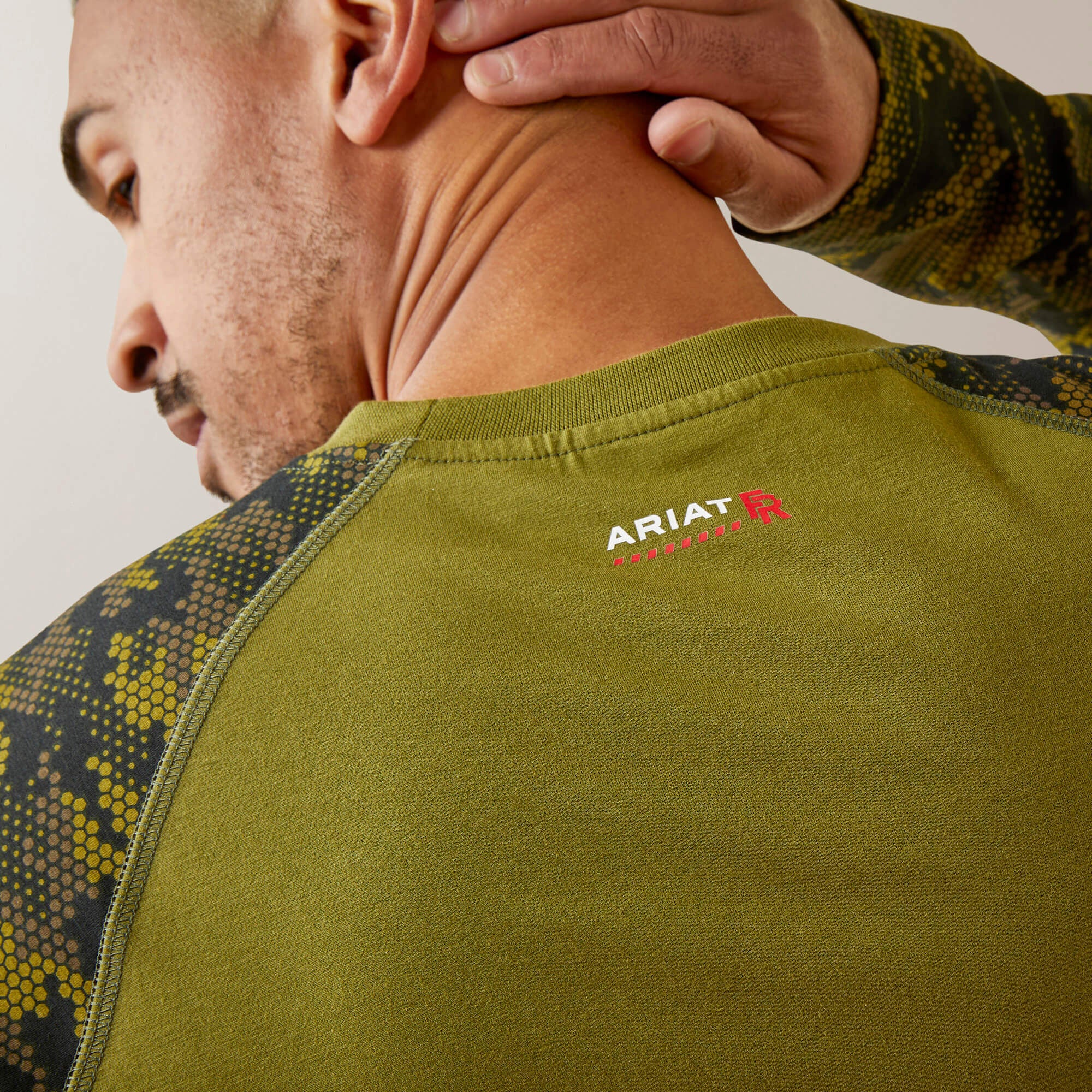 FR AC Stretch Camo Baseball T-Shirt Men - AVOCADO/ CAMO