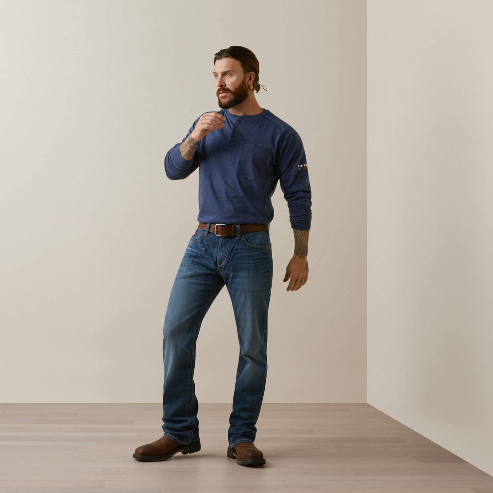 FR Air Refinery Row Graphic Henley Top Men - NAVY HEATHER