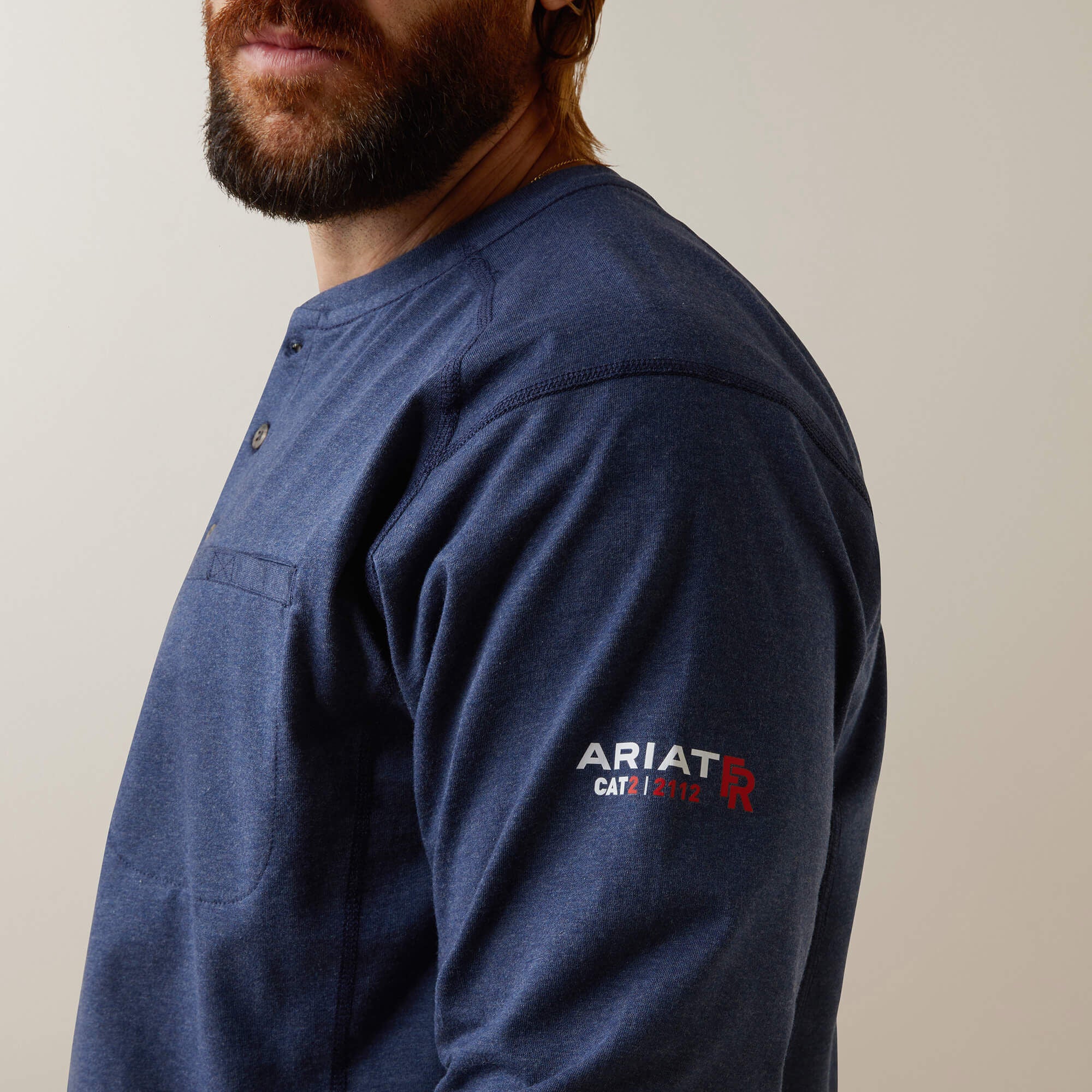 FR Air Refinery Row Graphic Henley Top Men - NAVY HEATHER