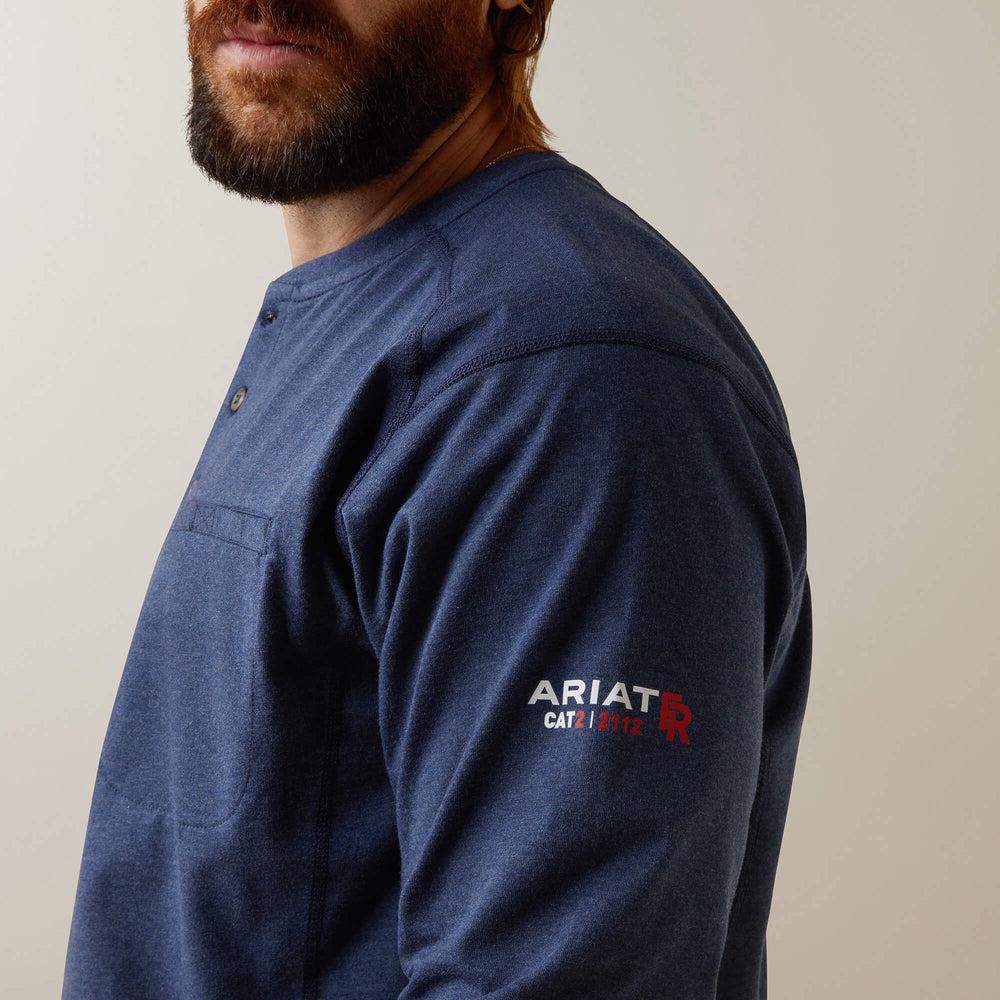 FR Air Refinery Row Graphic Henley Top Men - NAVY HEATHER