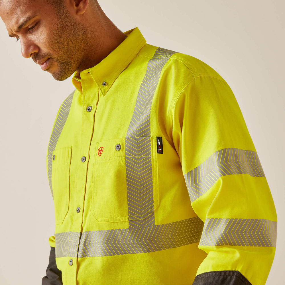 FR Hi-Vis Work Shirt Men - HI-VIS YELLOW