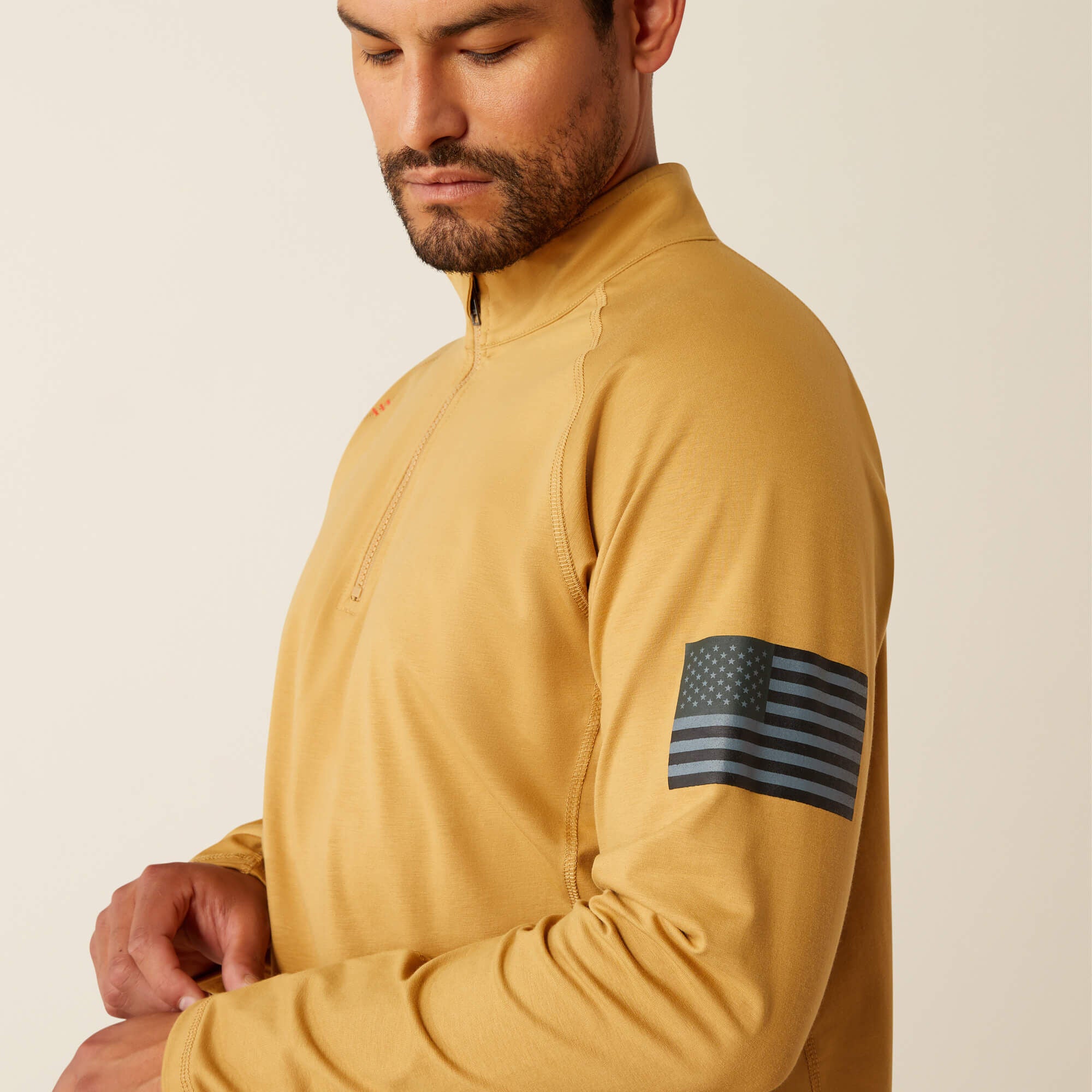 FR Combat Stretch Patriot 1/4 Zip Work Shirt Men - BISTRO