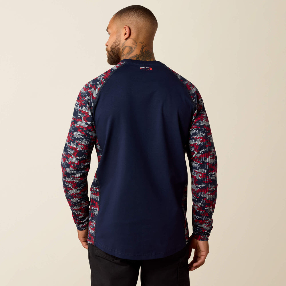 FR AC Stretch Camo Baseball T-Shirt Men - NAVY/WHITE & RED CAMO