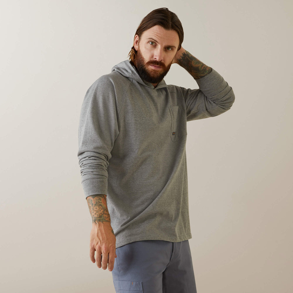 Rebar Cotton Strong Hooded T-Shirt Men - HEATHER GREY