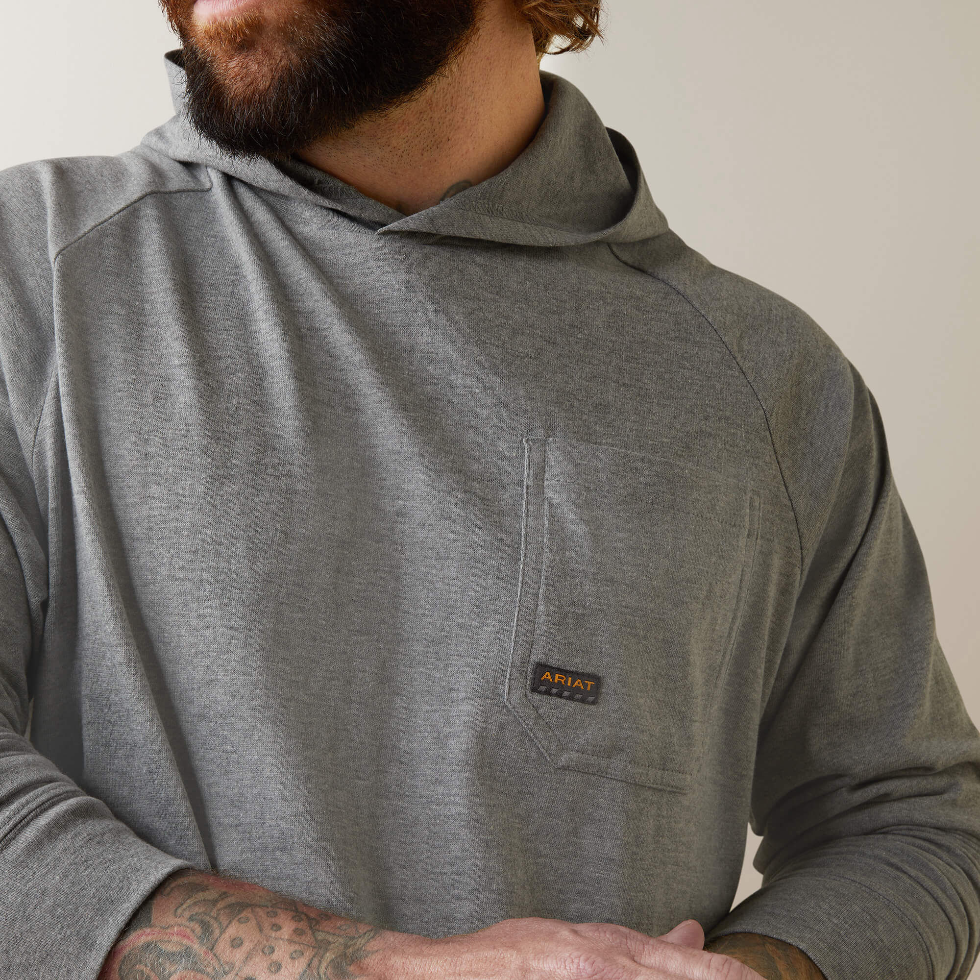 Rebar Cotton Strong Hooded T-Shirt Men - HEATHER GREY