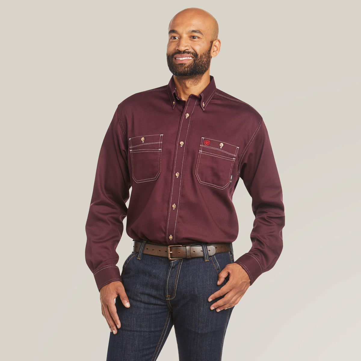FR Vented Work Shirt Men - MALBEC
