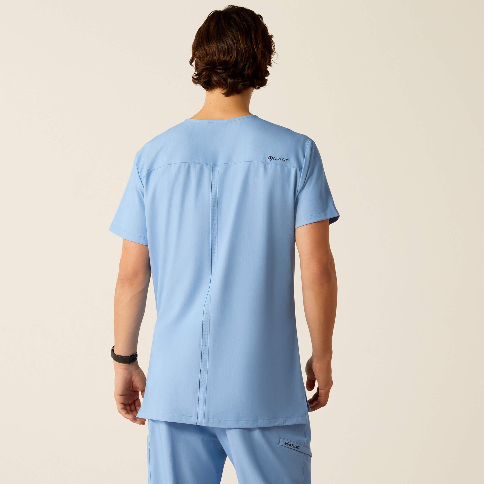 Derham 6 Pocket Scrub Top Men - LIGHT BLUE HEATHER