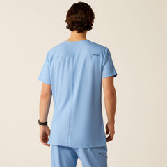 Derham 6 Pocket Scrub Top Men - LIGHT BLUE HEATHER