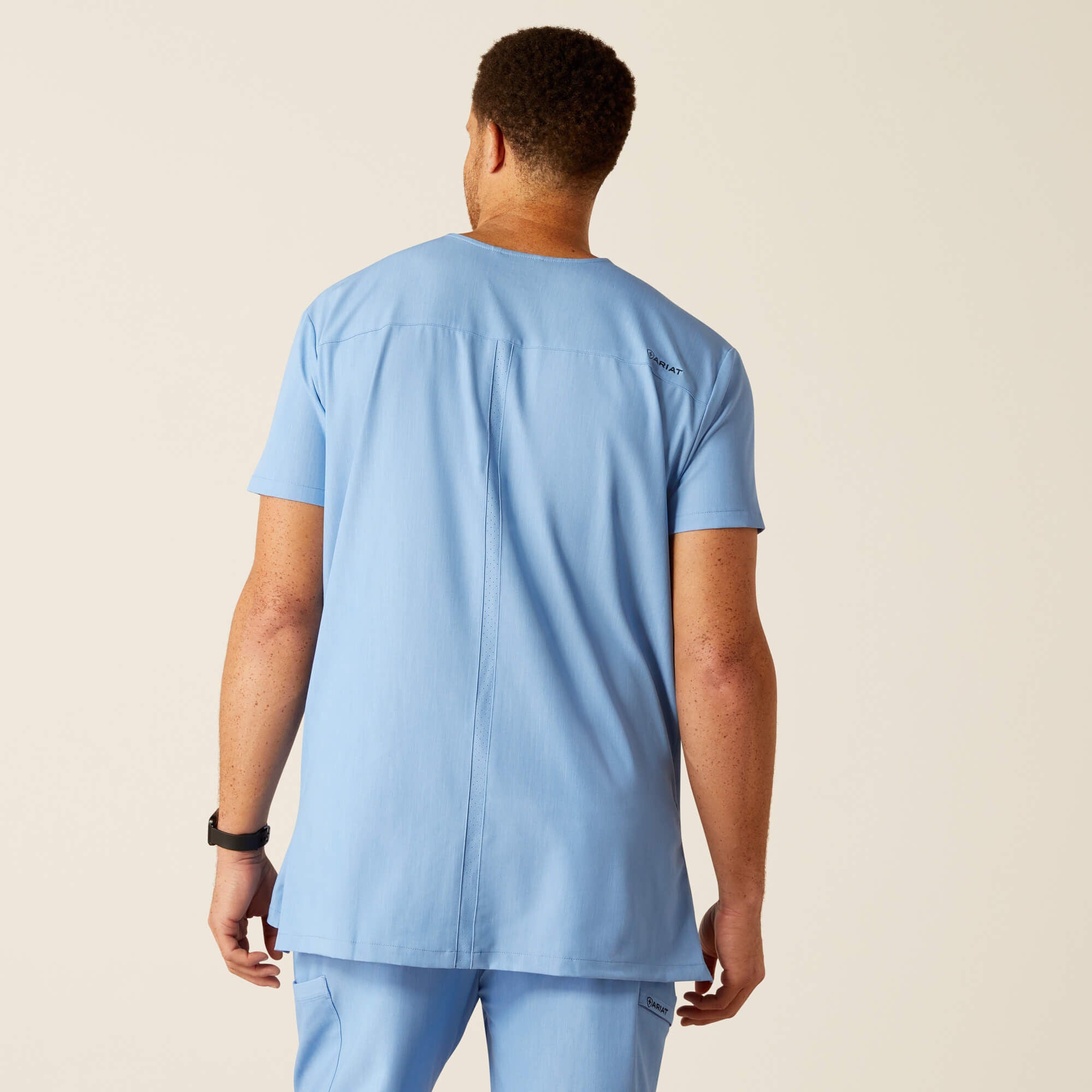 Derham 6 Pocket Scrub Top Men - LIGHT BLUE HEATHER