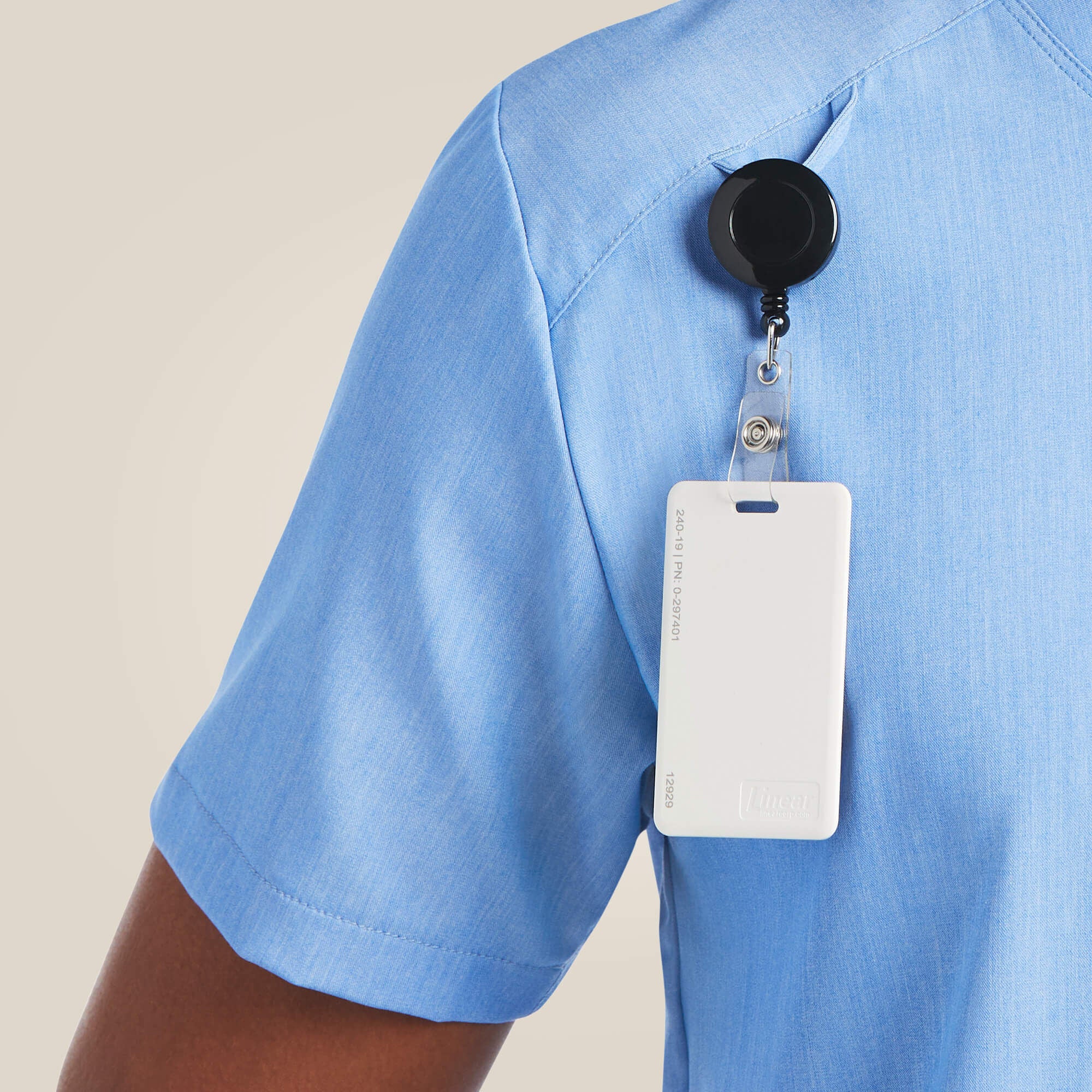 Derham 6 Pocket Scrub Top Men - LIGHT BLUE HEATHER