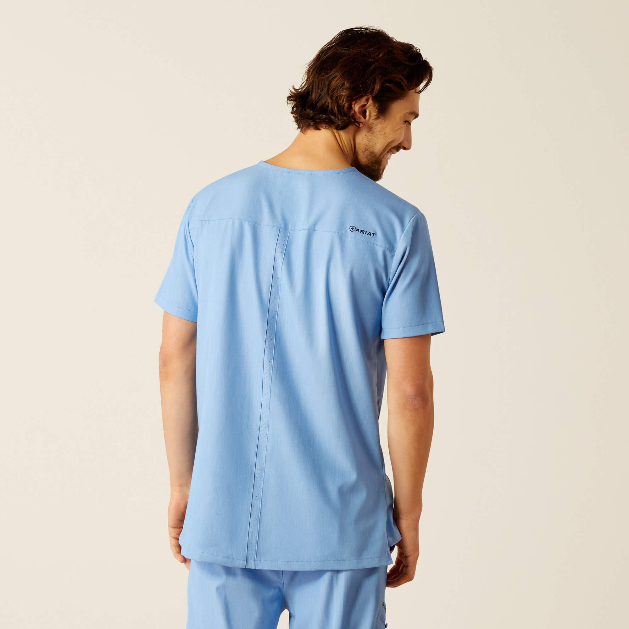 Whitman Scrub Top Men - LIGHT BLUE HEATHER