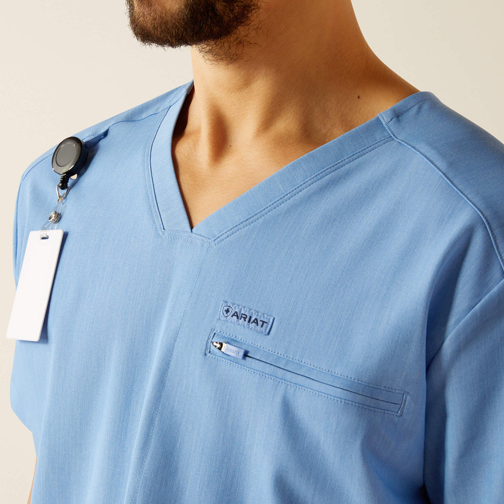 Whitman Scrub Top Men - LIGHT BLUE HEATHER