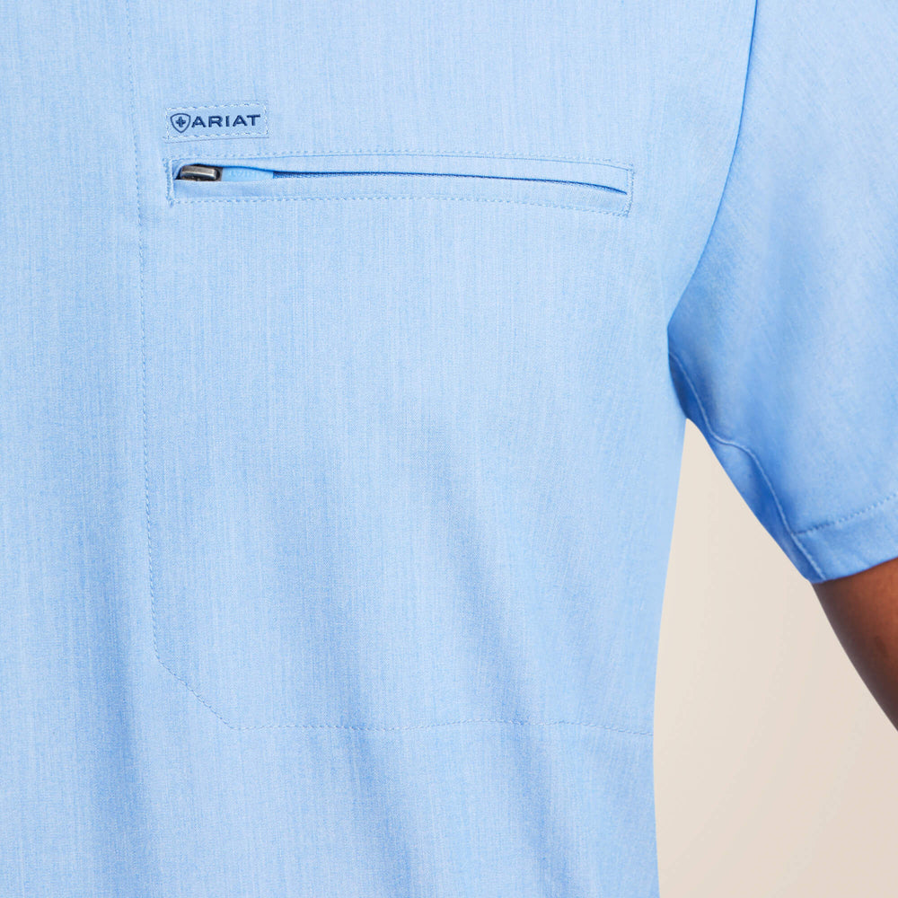 Whitman Scrub Top Men - LIGHT BLUE HEATHER